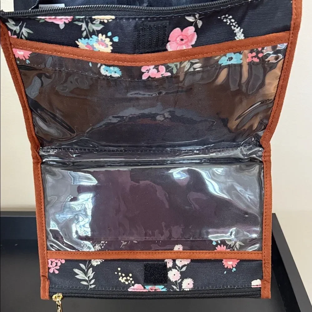 Primrose Hill London Floral Women's Cosmetic or Toiletry Bag - Black Floral